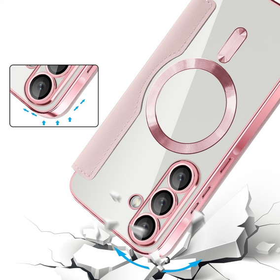 Flip case for Samsung Galaxy A36, RFID Wallet MagSafe CamShield, pink