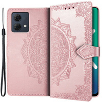 Flip case for Motorola Moto G84, Mandala, pink rose gold