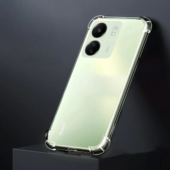 Case for Xiaomi Redmi 13C, Anti-Shock, transparent + 9H Glass