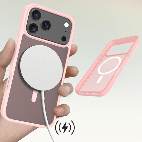 Matt Case for iPhone 17 Pro, for MagSafe, translucent pink