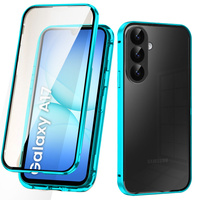 Case for Samsung Galaxy A17 5G, Magnetic Dual Glass, transparent with blue sides