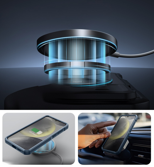 Armored case for Samsung Galaxy S25+ Plus, Dexnor CamProtect MagSafe, blue (Two frames)