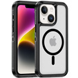 Case with frame for iPhone 13/14, for MagSafe, transparent / black