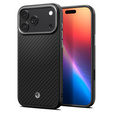 Spigen Enzo Aramid MagSafe case for iPhone 17 Pro, carbon black / silver