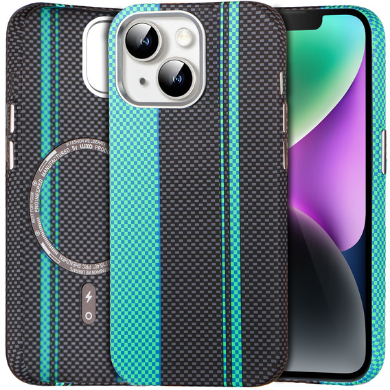 MagSafe's iPhone 14 Case, Carbon Fiber, black / blue