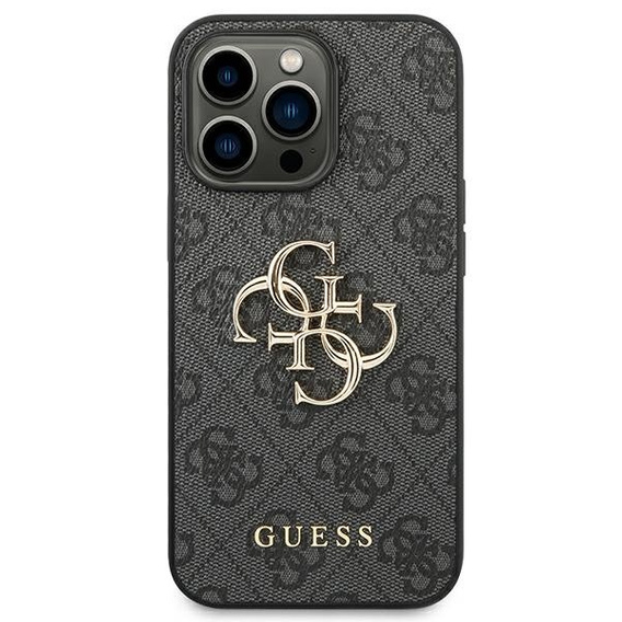 GUESS Case for iPhone 14 Pro, 4G Big Metal Logo, grey