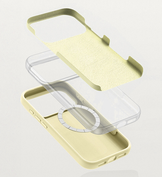 Silicone sleeve for iPhone 17 Pro, for MagSafe, anti-shock, yellow
