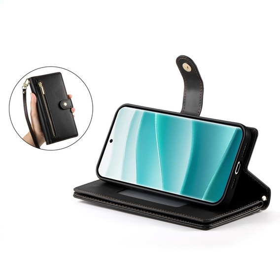Flip case for Xiaomi Redmi Note 14 Pro 5G / Poco X7 5G, Wallet Zipper Pocket, black