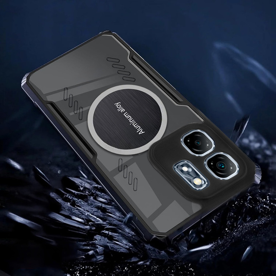 Case for Infinix Hot 50i 4G, with magnetic sheet, transparent / black