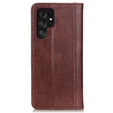 Case for Samsung Galaxy S24 Ultra, Wallet Litchi Leather, brown