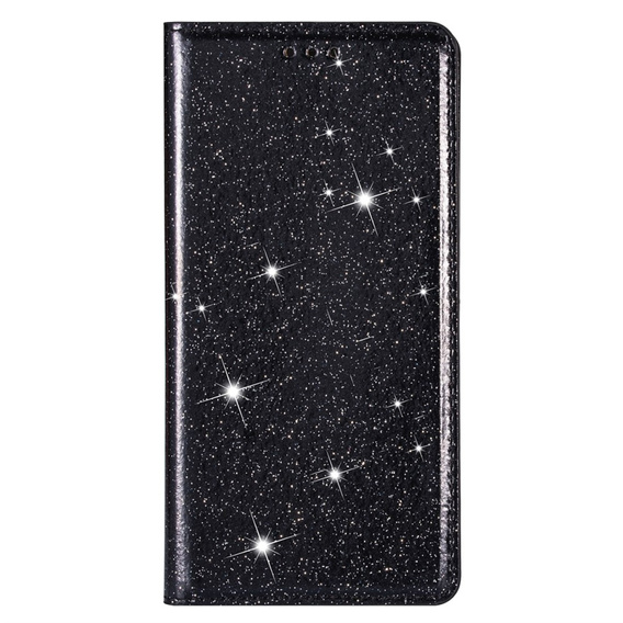 Flap case for iPhone 16E, Card Slot Glittery, black