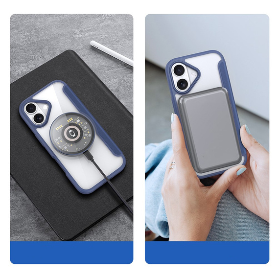 Dux Ducis case for iPhone 17, Skin X Pro, with flap, for MagSafe, navy blue