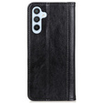 Case for Samsung Galaxy S23 FE, Wallet Litchi Leather, black