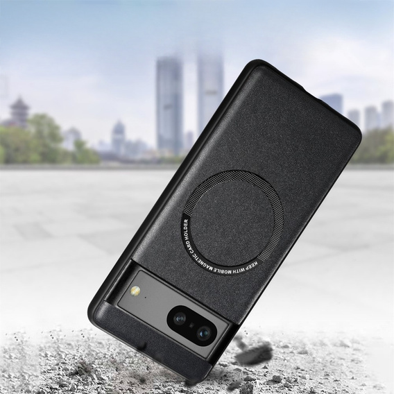 Case for Google Pixel 7A, Leather Hybrid MagSafe, black