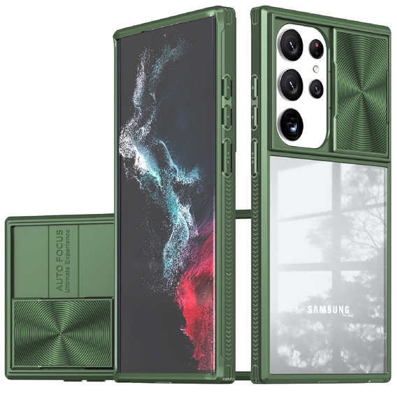 Case for Samsung Galaxy S22 Ultra, Slide Camera, green