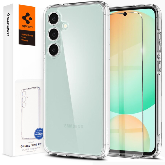 Spigen case for Samsung Galaxy S24 FE, Ultra Hybrid, transparent + 9H Tempered Glass