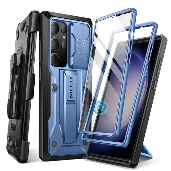 Case for Samsung Galaxy S24 Ultra, Tongate MECH with belt clip, blue