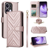 Crossbody Leather Wallet flip case for Oppo Reno 13 Pro 5G, pink