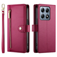 Flip case for Xiaomi 14T Pro, Wallet Zipper Pocket, red