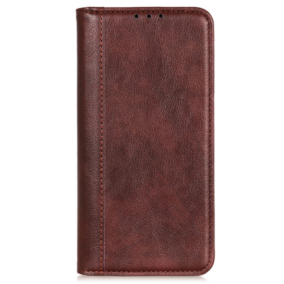 Case for Samsung Galaxy S24 Ultra, Wallet Litchi Leather, brown