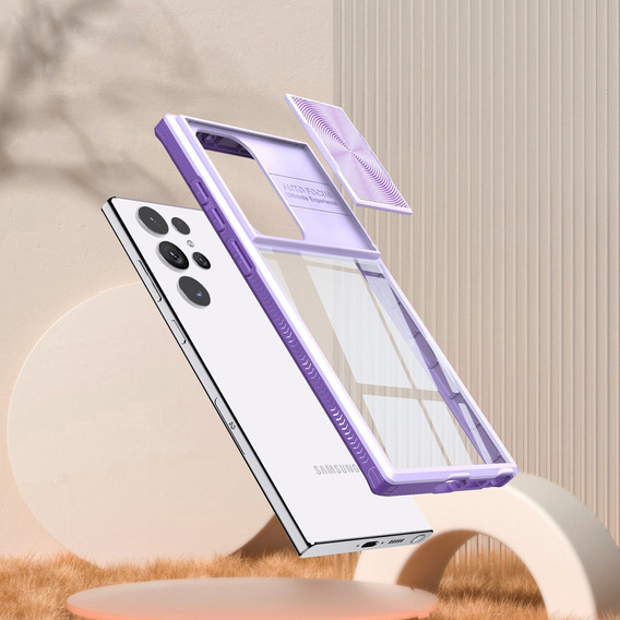 Case for Samsung Galaxy S22 Ultra, Slide Camera, purple