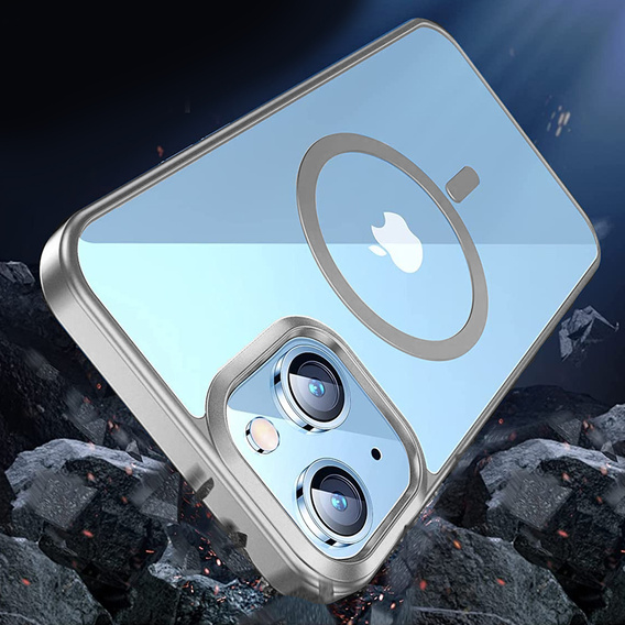 Case for iPhone 14, ERBORD Hybrid MagSafe Case, silver