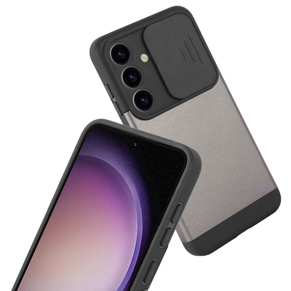 Case for Samsung Galaxy S24, ERBORD CamProtect Slide Camera, gray gunmetal