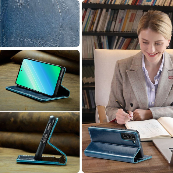 Flip case for Samsung Galaxy S23, ERBORD Waxy Wallet, blue