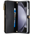 Case CASEME for Samsung Galaxy Z Fold6 5G, RFID Leather Wallet, with shoulder strap, black