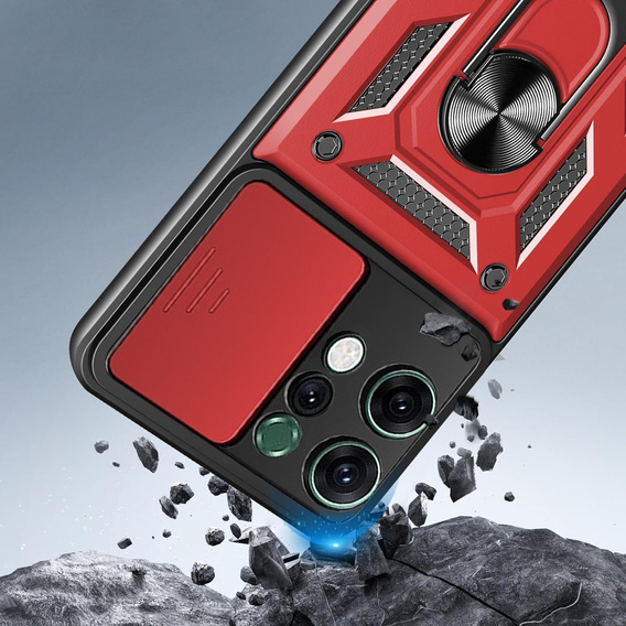 Armoured case for Oppo Reno 14, with camera protection, with stand, red