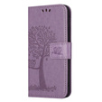 Flip case for Motorola Moto E22 / E22i, Wallet, tree i sowy, purple