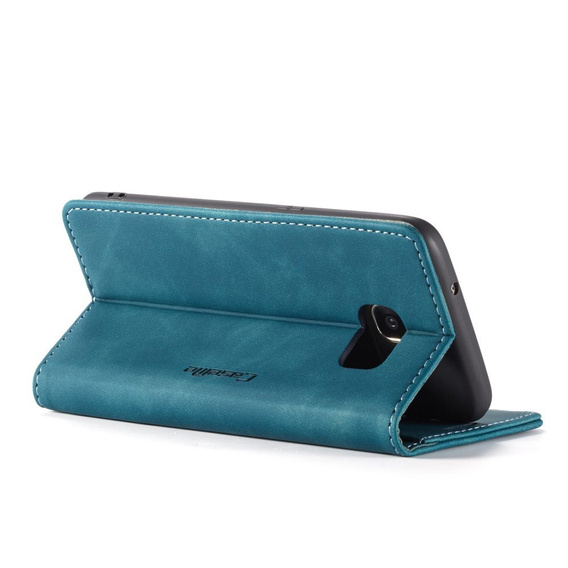 CASEME case for Samsung Galaxy S7 Edge, Leather Wallet Case, blue