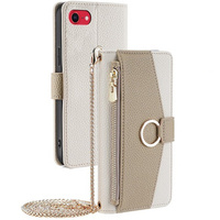 Flip case for iPhone 7 / 8 / SE (2020) / SE (2022), Wallet Zipper Pocket, with mirror, white
