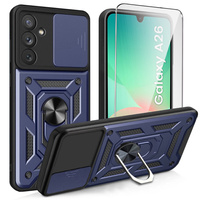 Armored Case for Samsung Galaxy A26, CamShield Slide, blue + Tempered Glass 9H