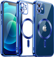 Case for iPhone 12, Electro MagSafe, blue + Screen Glass