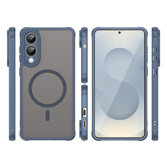 Case for Samsung Galaxy S25 Edge, Kickstand Matt Case, for MagSafe, blue + Screen protector