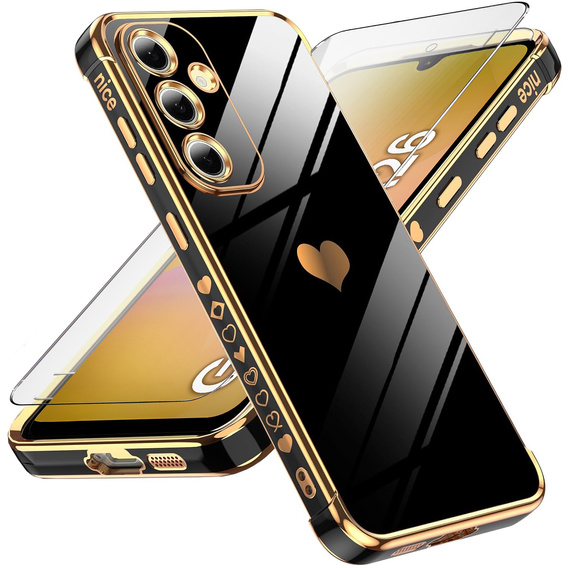 Case for Samsung Galaxy A26, Electro heart, black + Glass 9H