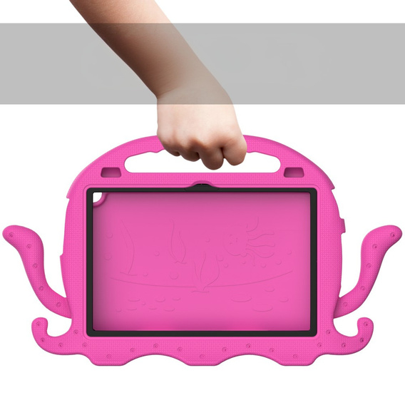 Children's case for Lenovo Tab M10 10.1 Gen 3, with handle, octopus, dark pink