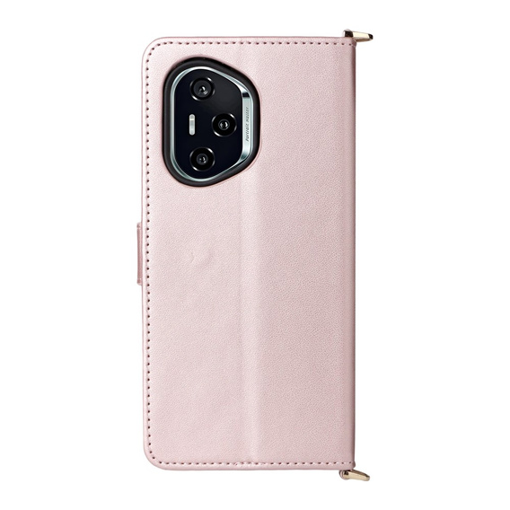 Crossbody Leather Wallet flip case for Honor 400 5G, pink