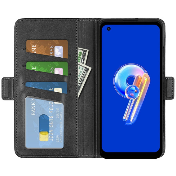 Flip case for Asus Zenfone 9 5G / 10 5G, Wallet PU Leather Case, black