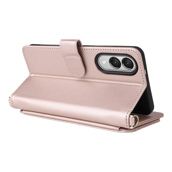 Crossbody Leather Wallet flip case for Samsung Galaxy S25 Edge, pink