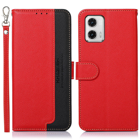Flip case for Motorola Moto G73 5G, KHAZNEH RFID, red / black