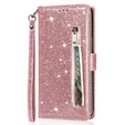 Flip case for Samsung Galaxy A36 5G, Wallet Zipper Pocket Glittery, pink rose gold