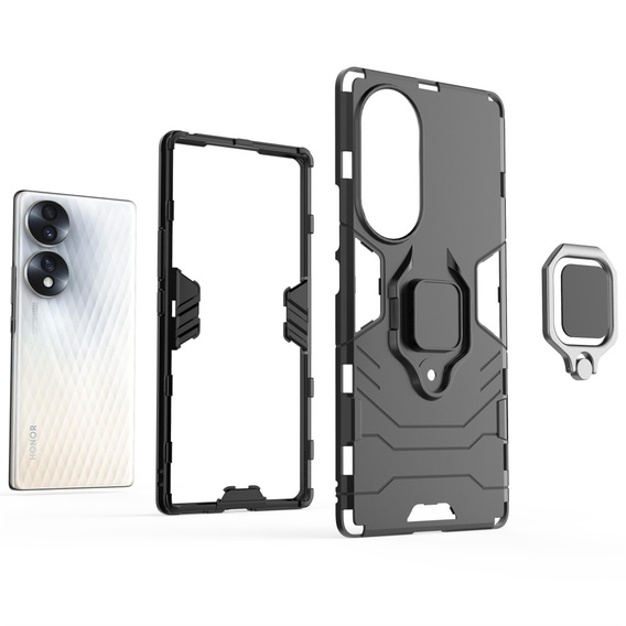 Case for Honor 70 5G, Kickstand Ring, black