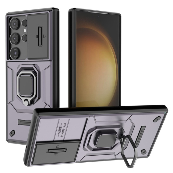 Case for Samsung Galaxy S24 Ultra, KickStand Camera Lens, purple