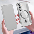 Flip case for Samsung Galaxy S24, RFID Wallet MagSafe CamShield, silver