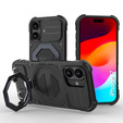 Case for iPhone 17, for MagSafe, armoured with stand, black