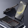 Case for Samsung Galaxy S25, Kickstand Bumper, with lens cover, for MagSafe, black / silver