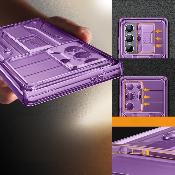 Case for Samsung Galaxy S24 Ultra, Tongate MECH Series Clip, transparent / purple