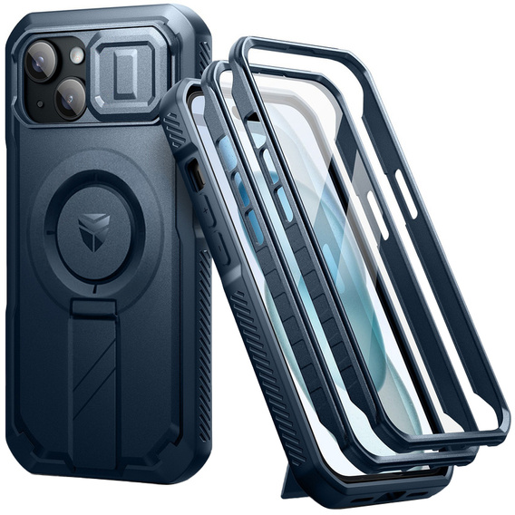 Armored case for iPhone 15, Dexnor CamProtect MagSafe, dark blue (Two frames)